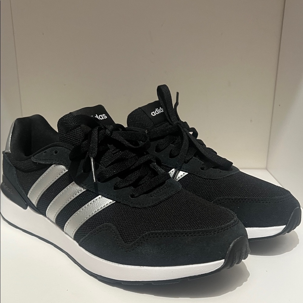 adidas Black Sneakers with Silver Three Stripes